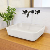 Narter Rectangular Cast Concrete Vessel Sink - White