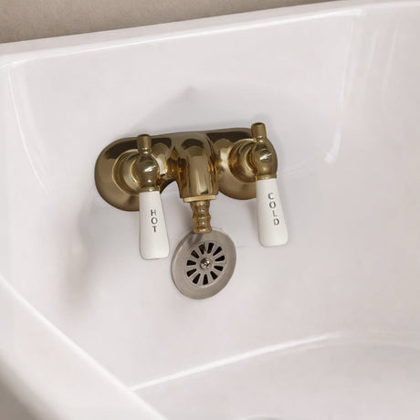 Old-Style Tub Faucet - Porcelain Lever Handles