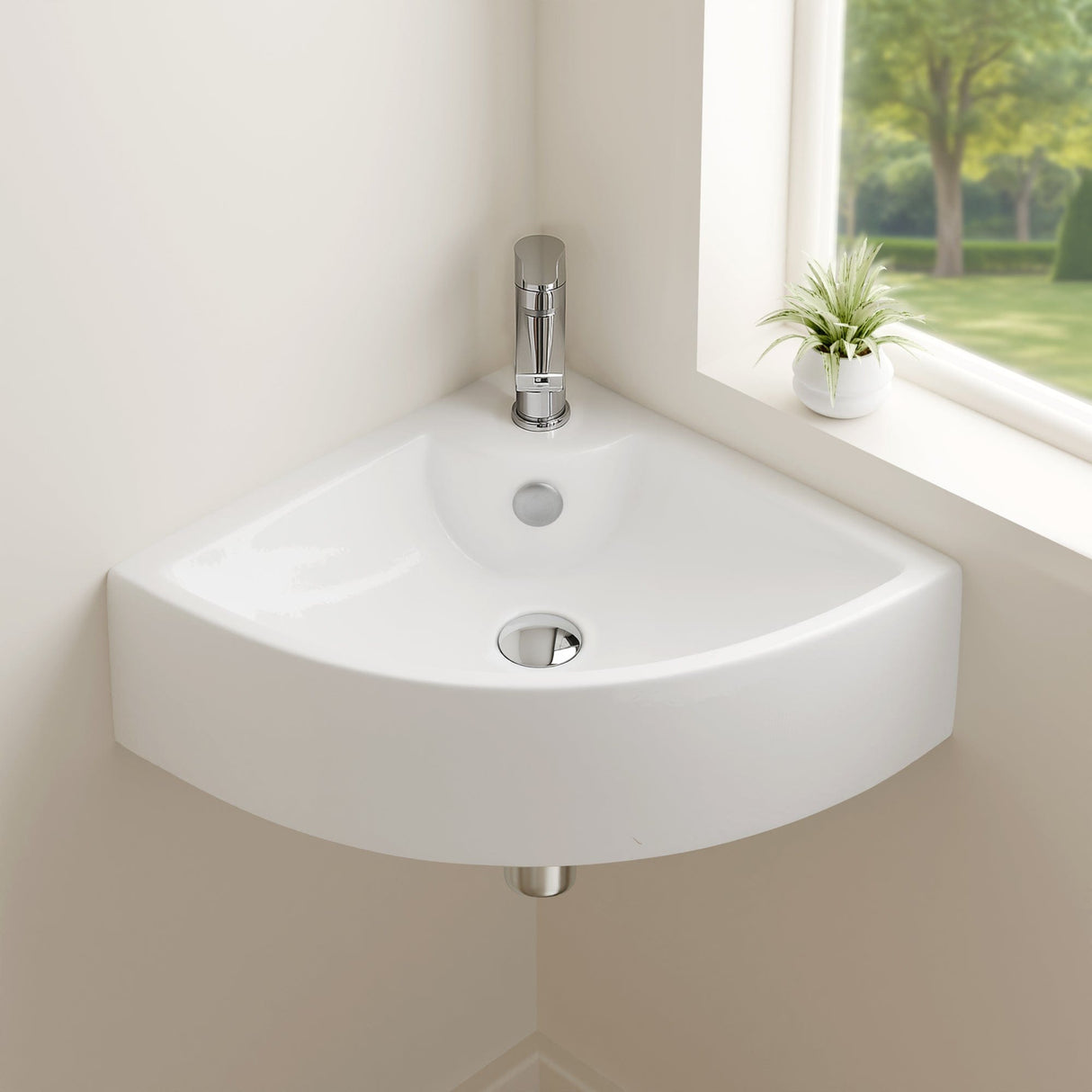 Osseo Vitreous China Wall-Mount Corner Bathroom Sink