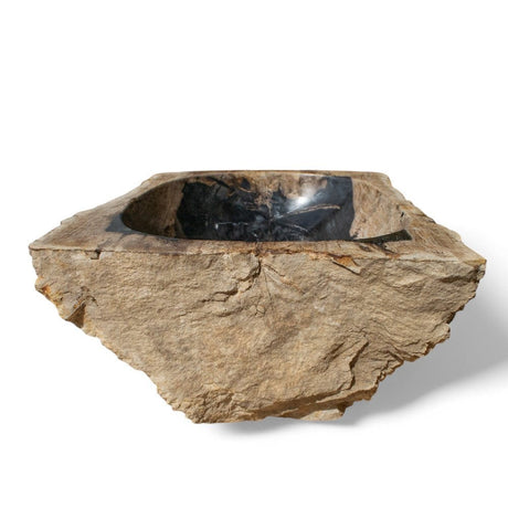 Paden Petrified Wood Vessel Sink - Black Interior