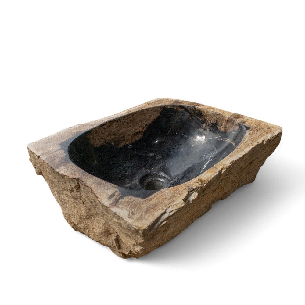 Paden Petrified Wood Vessel Sink - Black Interior