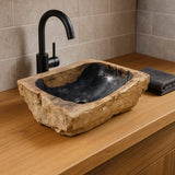 Paden Petrified Wood Vessel Sink - Black Interior