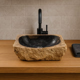 Paden Petrified Wood Vessel Sink - Black Interior