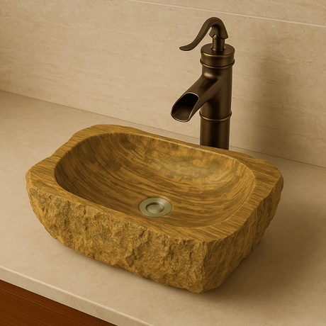 Paden Petrified Wood Vessel Sink - Brown Interior