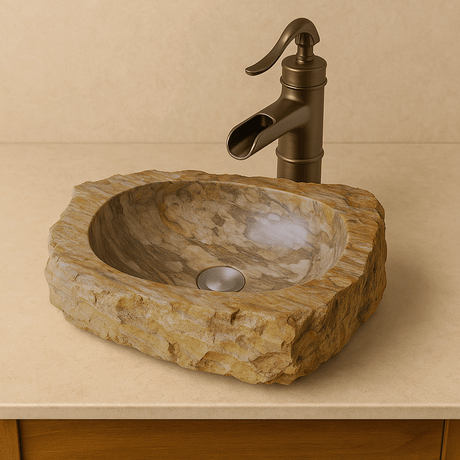 Paden Petrified Wood Vessel Sink - Natural Interior
