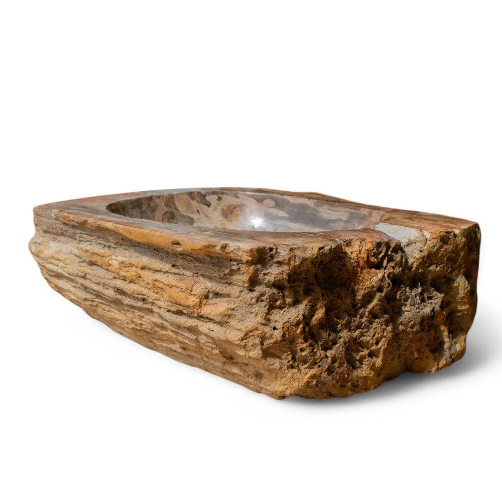 Paden Petrified Wood Vessel Sink - Natural Interior