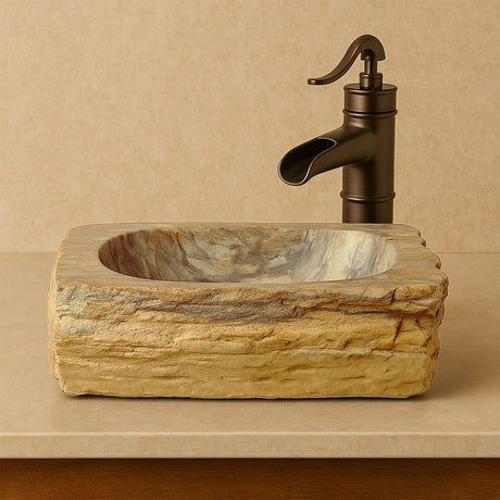 Paden Petrified Wood Vessel Sink - Natural Interior