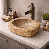 Paden Petrified Wood Vessel Sink - Natural Interior