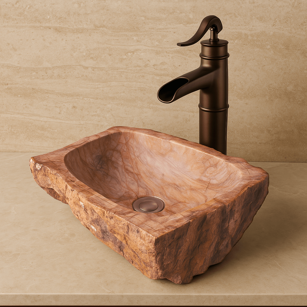 Paden Petrified Wood Vessel Sink - Red Interior