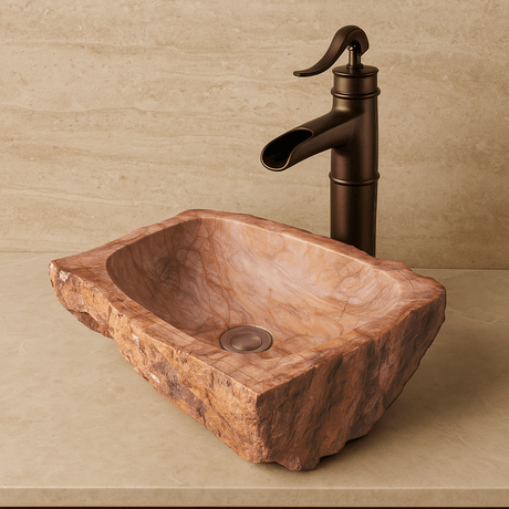 Paden Petrified Wood Vessel Sink - Red Interior