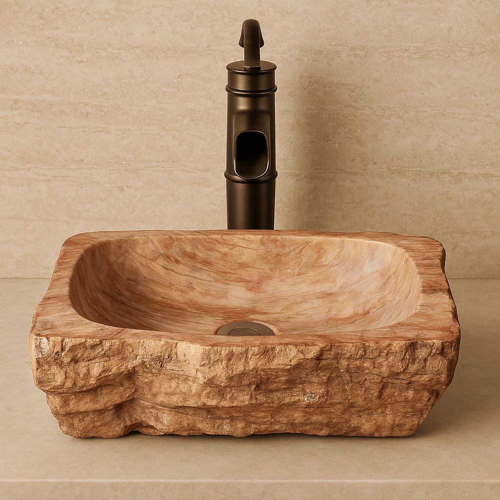 Paden Petrified Wood Vessel Sink - Red Interior