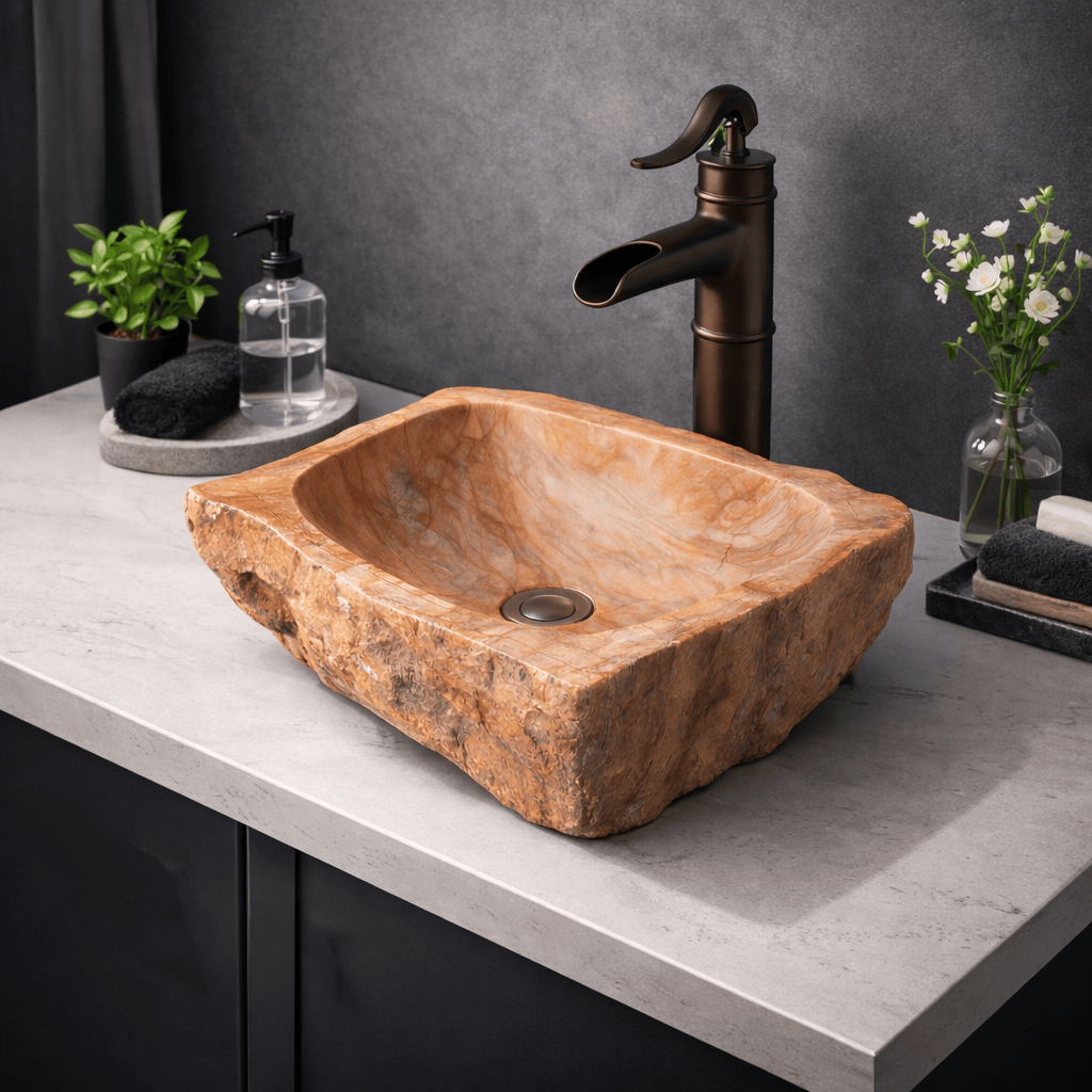 Paden Petrified Wood Vessel Sink - Red Interior