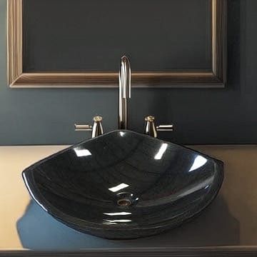 Pagoda Smooth Polished Black Granite Vessel Sink