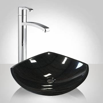 Pagoda Smooth Polished Black Granite Vessel Sink
