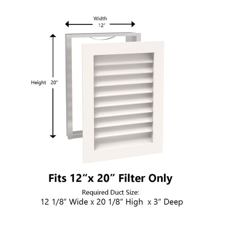 Paintable Wood Air Return Grille - 12" x 20" Duct Size
