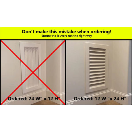 Paintable Wood Air Return Grille - 12" x 24" Duct Size