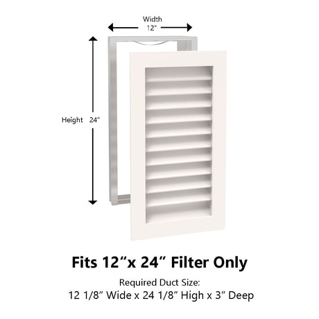 Paintable Wood Air Return Grille - 12" x 24" Duct Size