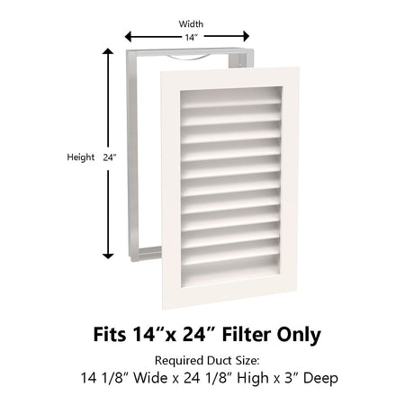 Paintable Wood Air Return Grille - 14" x 25" Duct Size