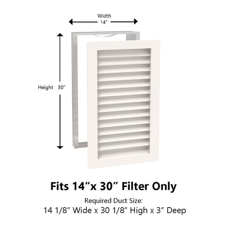 Paintable Wood Air Return Grille - 14" x 30" Duct Size