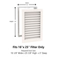 Paintable Wood Air Return Grille - 16" x 25" Duct Size