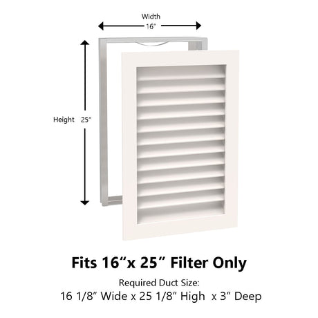 Paintable Wood Air Return Grille - 16" x 25" Duct Size