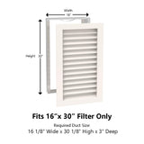 Paintable Wood Air Return Grille - 16" x 30" Duct Size