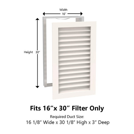 Paintable Wood Air Return Grille - 16" x 30" Duct Size