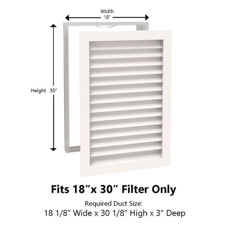 Paintable Wood Air Return Grille - 18" x 30" Duct Size