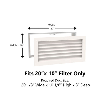 Paintable Wood Air Return Grille - 20" x 10" Duct Size