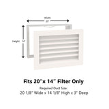 Paintable Wood Air Return Grille - 20" x 14" Duct Size
