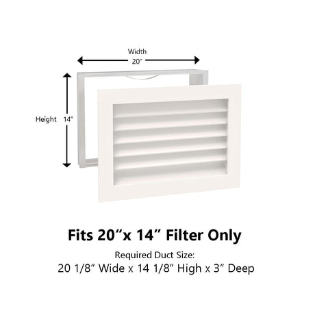 Paintable Wood Air Return Grille - 20" x 14" Duct Size