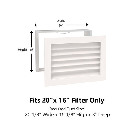 Paintable Wood Air Return Grille - 20" x 16" Duct Size