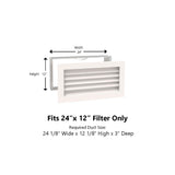 Paintable Wood Air Return Grille - 24" x 12" Duct Size