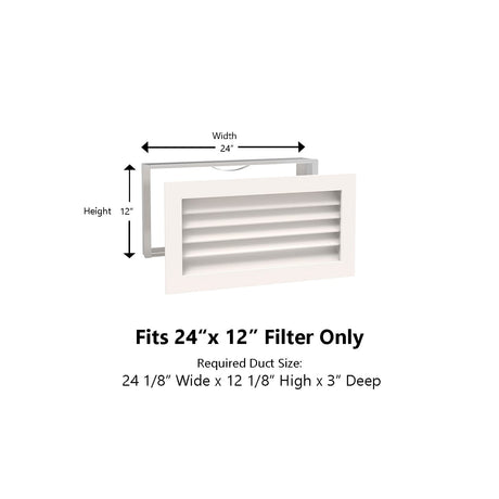 Paintable Wood Air Return Grille - 24" x 12" Duct Size