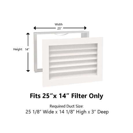 Paintable Wood Air Return Grille - 25" x 14" Duct Size