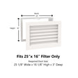 Paintable Wood Air Return Grille - 25" x 16" Duct Size
