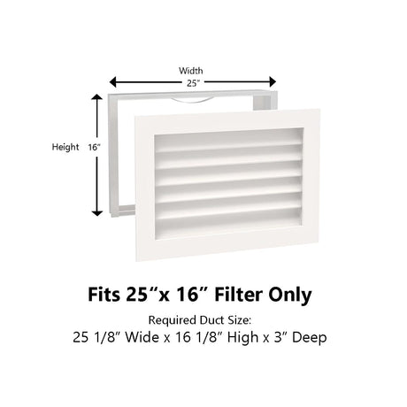 Paintable Wood Air Return Grille - 25" x 16" Duct Size