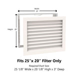Paintable Wood Air Return Grille - 25" x 20" Duct Size