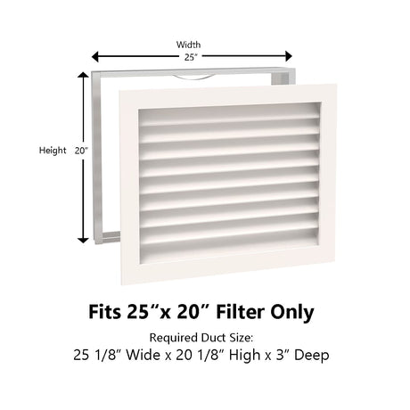 Paintable Wood Air Return Grille - 25" x 20" Duct Size