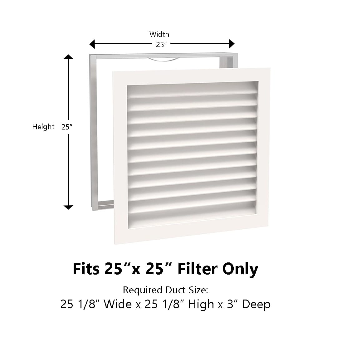 Paintable Wood Air Return Grille - 25" x 25" Duct Size