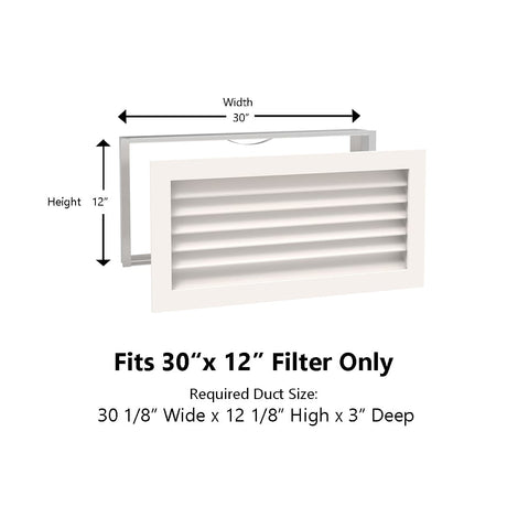 Paintable Wood Air Return Grille - 30" x 12" Duct Size