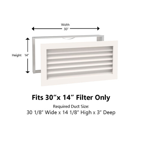 Paintable Wood Air Return Grille - 30" x 14" Duct Size