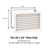 Paintable Wood Air Return Grille - 30" x 20" Duct Size