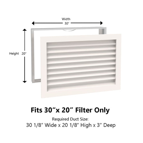 Paintable Wood Air Return Grille - 30" x 20" Duct Size