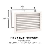 Paintable Wood Air Return Grille - 30" x 24" Duct Size