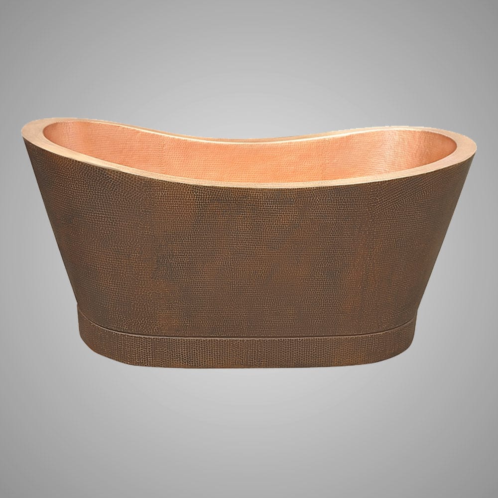 Paker Hammered Copper Double-Slipper Tub with Pedestal