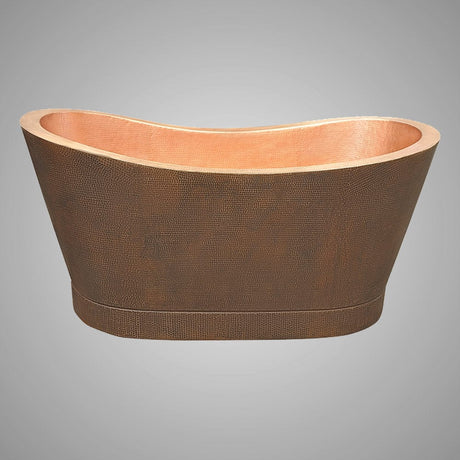 Paker Hammered Copper Double-Slipper Tub with Pedestal