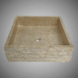 Paldey Marble Vessel Sink with Chiseled Exterior -  Light Cream