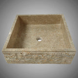 Paldey Marble Vessel Sink with Chiseled Exterior -  Light Cream