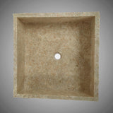 Paldey Marble Vessel Sink with Chiseled Exterior -  Light Cream